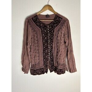 Embroidered Button Down Shirt - Mauve